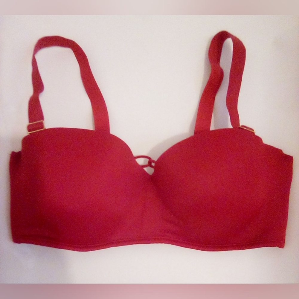 Moi By Moira Cherry Red Seamless Bra with Adjustable Straps Size 40C